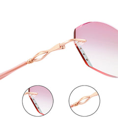 Women's Reading Glasses Ultra-light Rimless Blue light Blocking Presbyopic Glasses Gradient Pink Sunglasses Readers