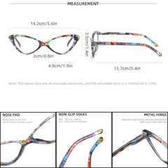 Women Cat Eye Reading Glasses Blue Light Blocking Ladies Spring Hinge Readers