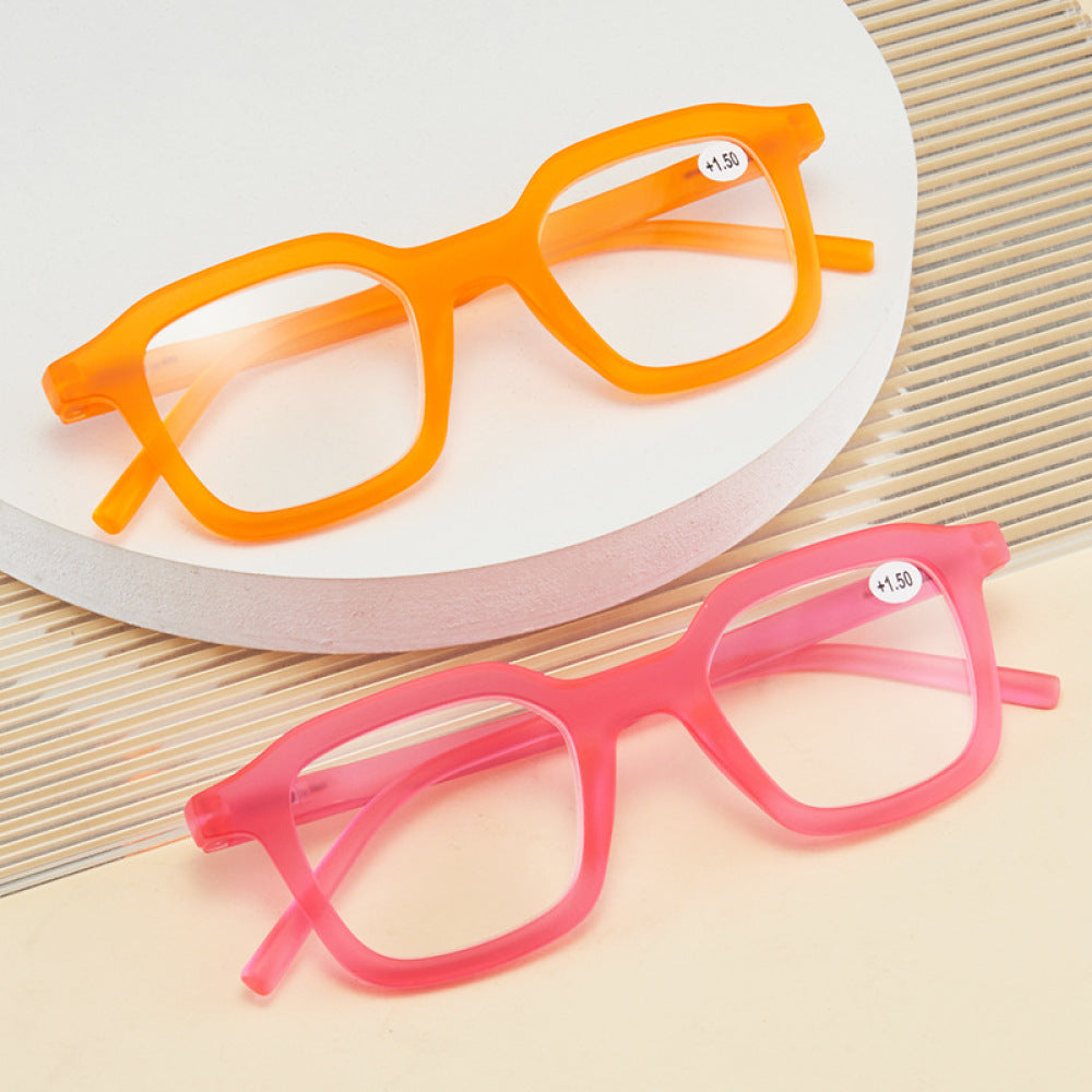 Women Square Reading Glasses Men Oversized Clear Candy Color Fashion Classic Spring Hinges Readers HD