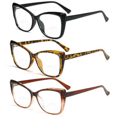 Women Cat Eye Bifocal Reading Glasses Retro Oversized Spring Hinge Readers