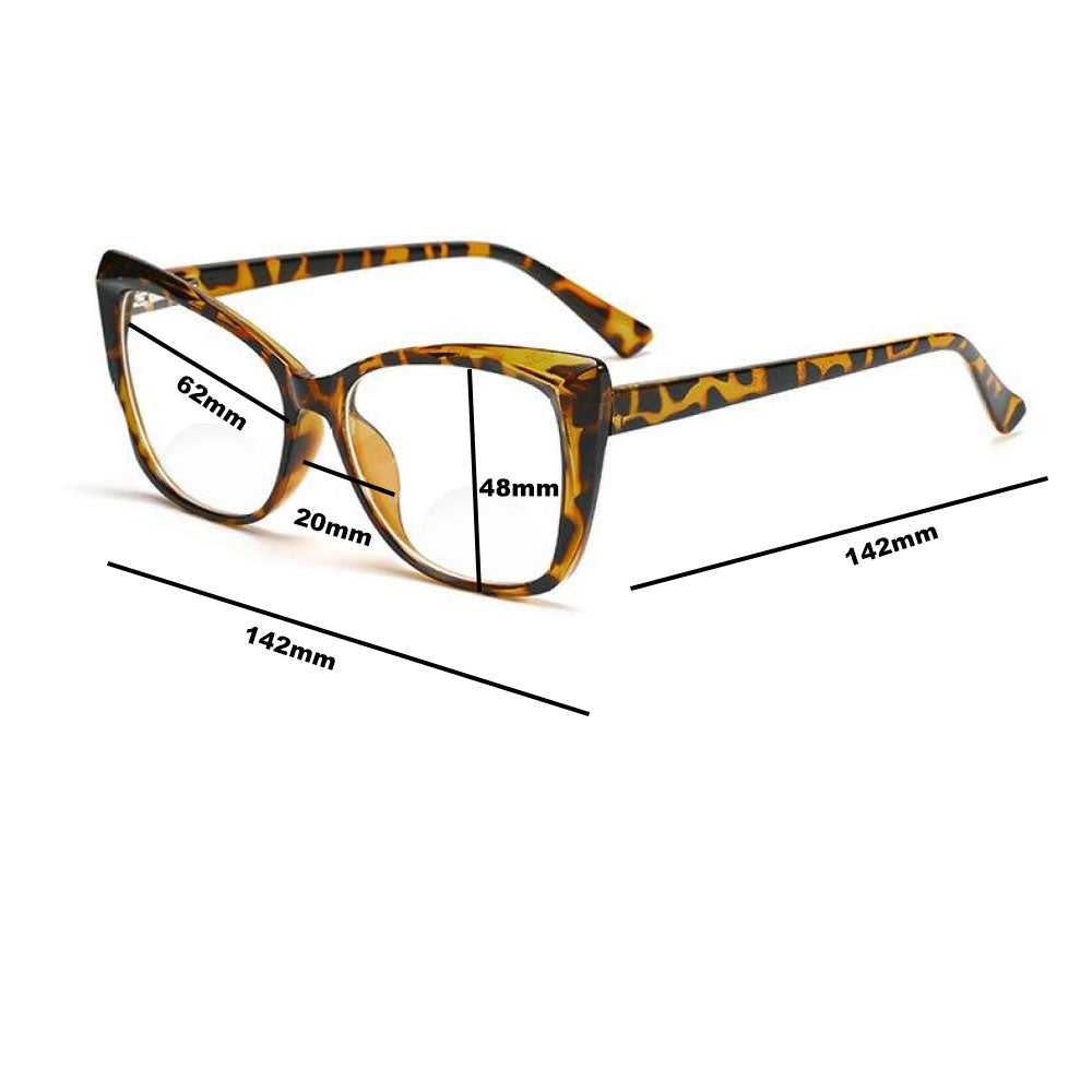 Women Cat Eye Bifocal Reading Glasses Retro Oversized Spring Hinge Readers