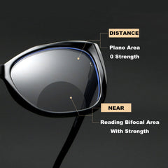 Women Cat Eye Bifocal Reading Glasses Retro Oversized Spring Hinge Readers