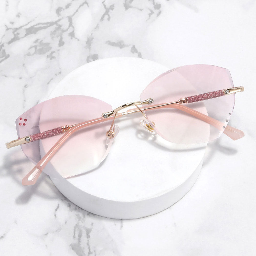 Butterfly Diamond Reading Glasses Gradient Frameless Ultra-light Anti-blue light Readers for women