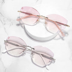 Gold and Silver Butterfly Rimless Reading Glasses for Women