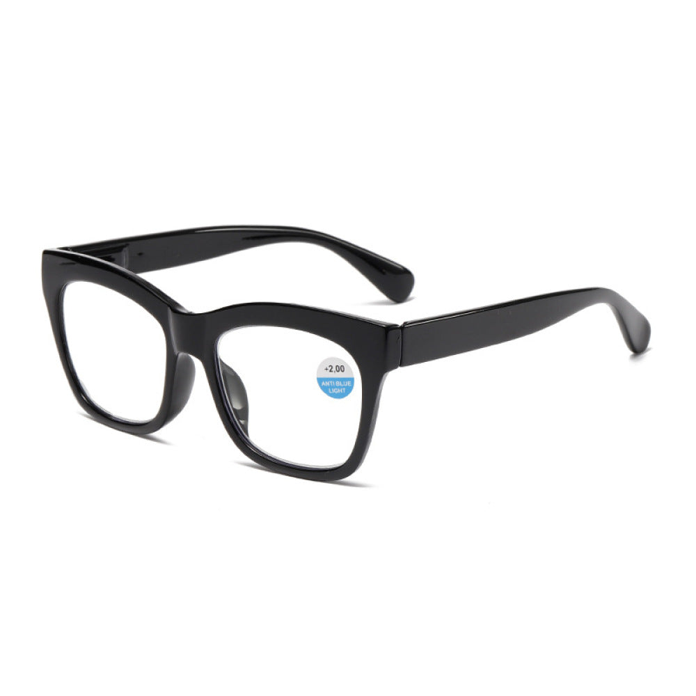 Thick Oversize Square Reading Glasses for Women and Men, Blue Light Blocking Spring Hinge Readers