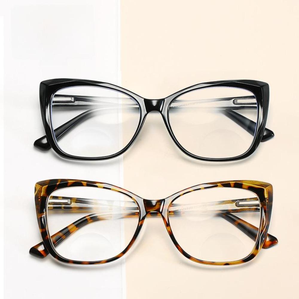 Women Cat Eye Bifocal Reading Glasses Retro Oversized Spring Hinge Readers