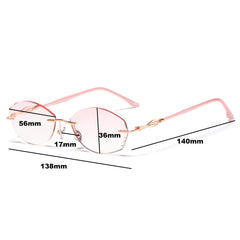 Women's Reading Glasses Ultra-light Rimless Blue light Blocking Presbyopic Glasses Gradient Pink Sunglasses Readers