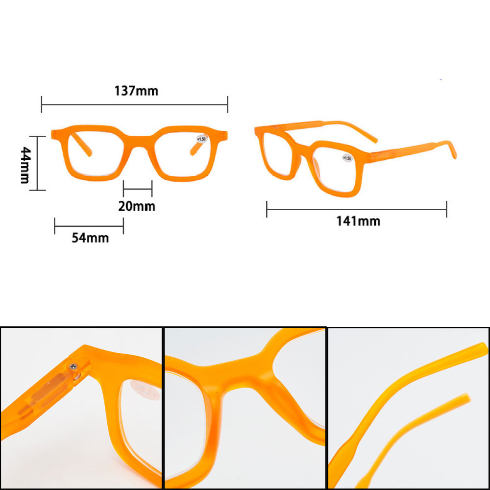 Women Square Reading Glasses Men Oversized Clear Candy Color Fashion Classic Spring Hinges Readers HD